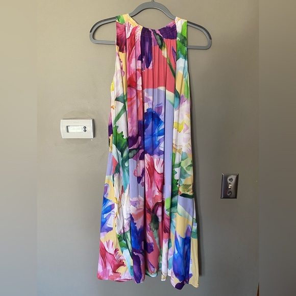 BL^NK LONDON X ANTHRO Ashleigh Trapeze Watercolor Floral Midi Dress Size XS - Picture 6 of 12